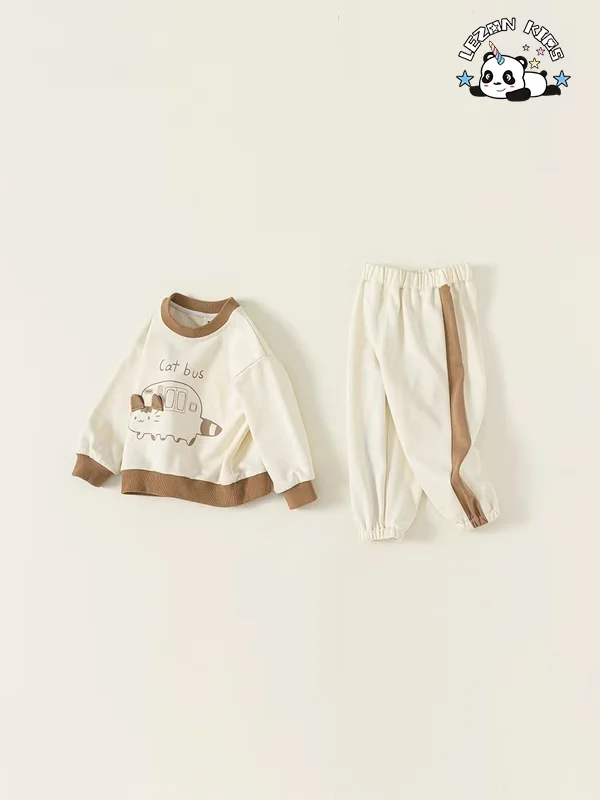 LEZONKIDS - Customizable New Fashion Spring Cute Boutique Little Cat Print Little Girls Clothing Sets for 2 to 14 Years Old